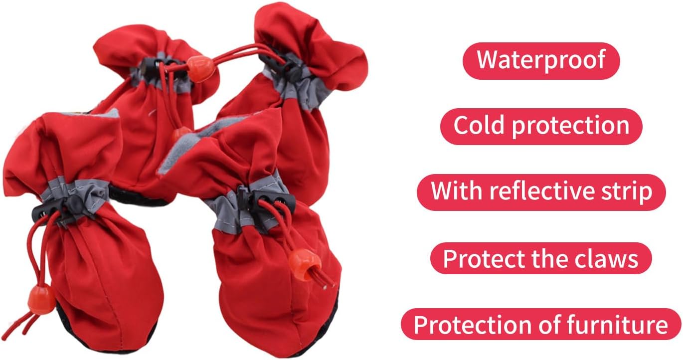 Dog Shoes with Drawstring Closure, All-Season Protective Socks for Small/Large Pets (4Pcs) Dog Socks