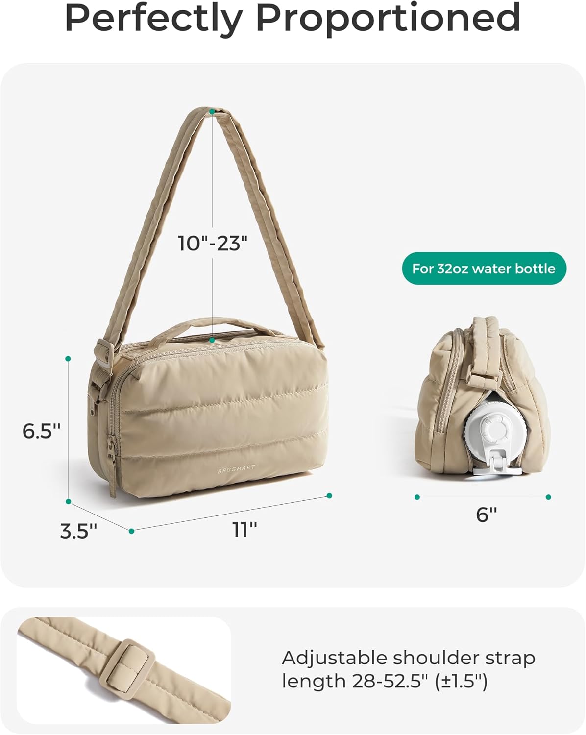 BAGSMART Lightweight Crossbody Bags for Women, Quilted Puffer Shoulder HandBags with Adjustable Strap for Travel
