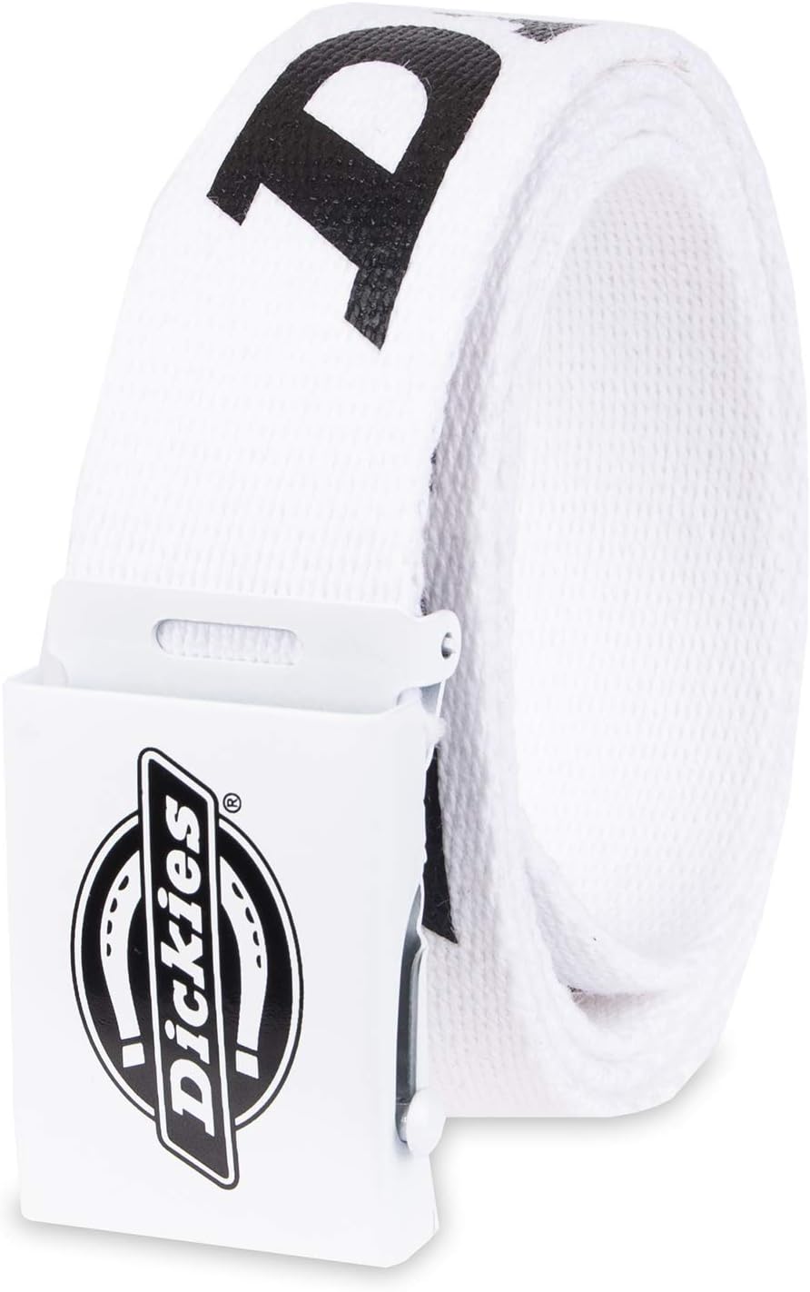 Dickies mens Fabric Web Plaque Logo Buckle Belt - One Size Cut-to-fit- Fits Up to Size 42" Waist