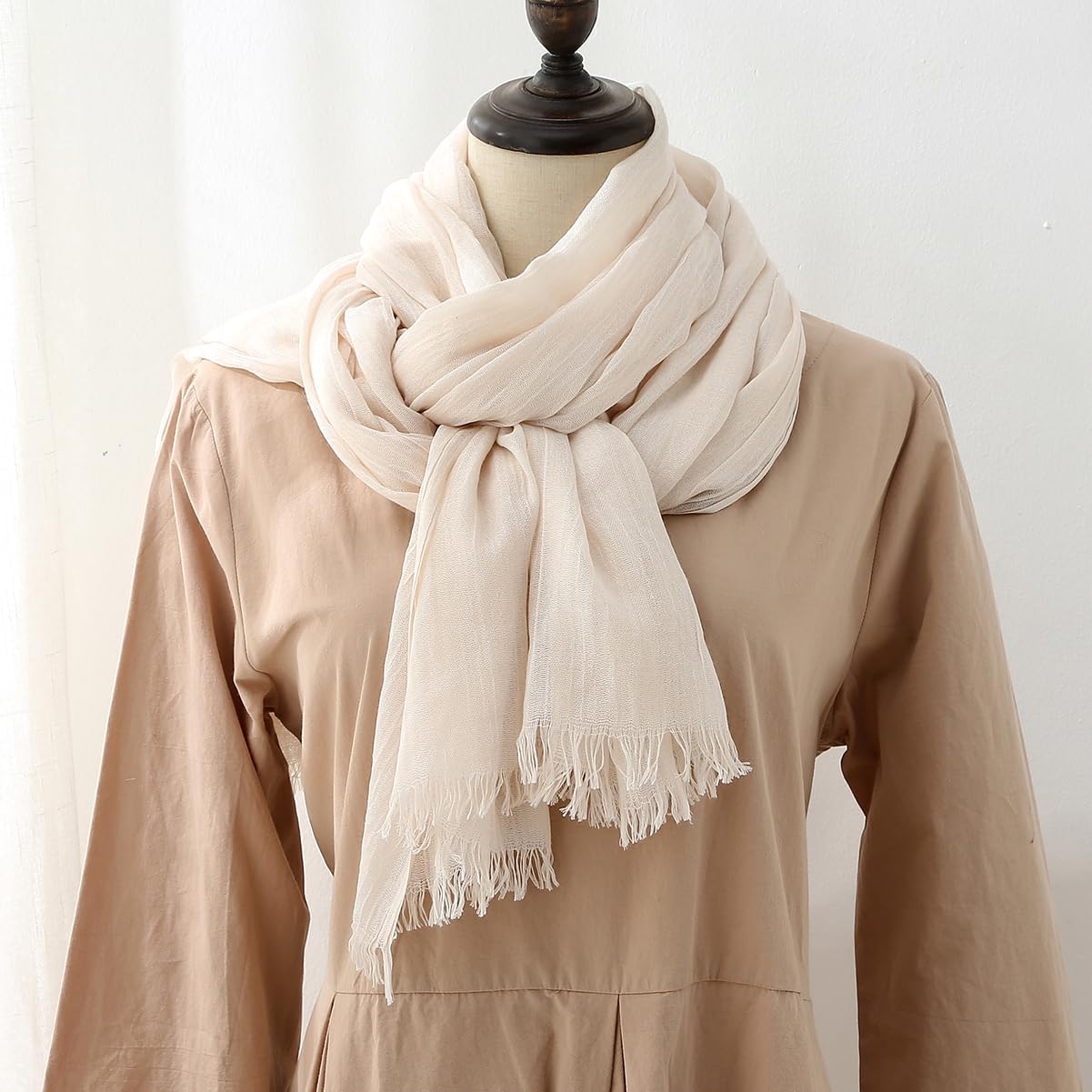 Harewom Lightweight Gauze Linen Feeling Shawl Wraps for Women Beach Summer Scarf for Evening Wedding Dresses