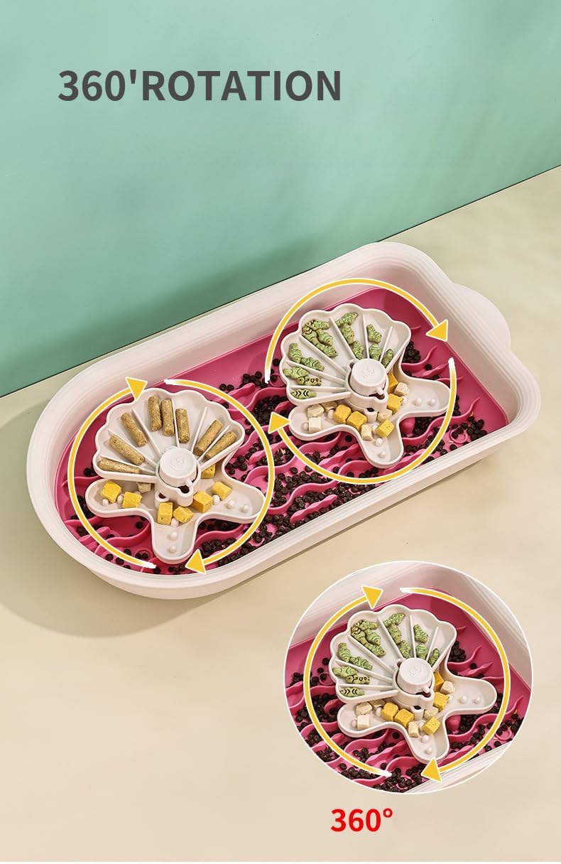 Multifunctional Slow Food Dog Basin | Rotating Puzzle Design | Removable and Washable High Border Defense Overturned Feeding Bowl | New Choices for Healthy Eating (Pink)