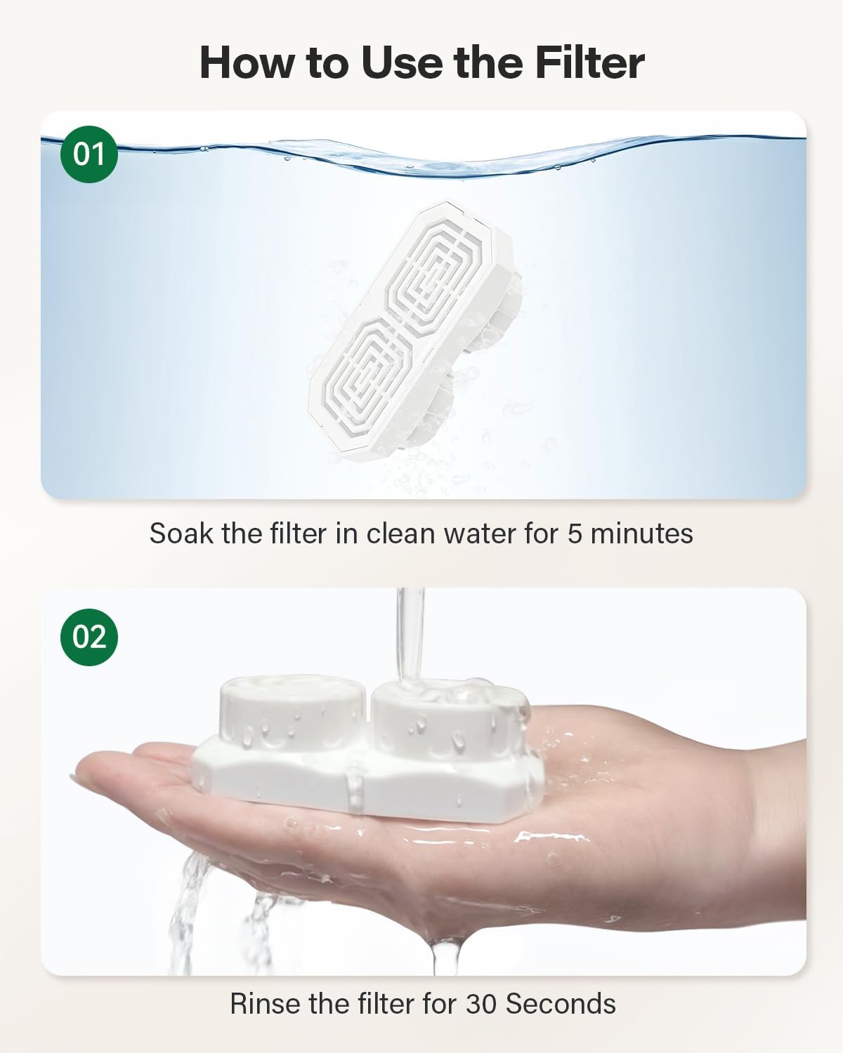 DIANU Official Cat Water Fountain Replacement Filters & Pre-Filter Sponges for 3.2L/108oz Stainless Steel Pet Fountain (9 Pack)