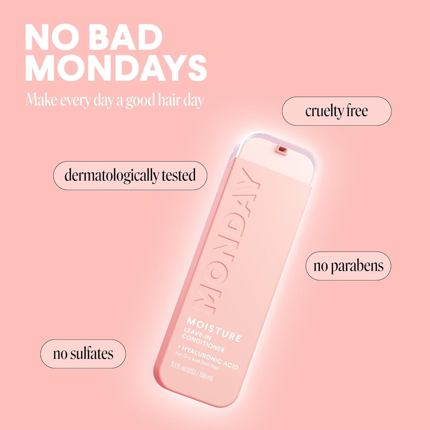 MONDAY HAIRCARE MOISTURE Leave in Conditioner with Hyaluronic Acid, Jojoba & Almond Oil, Shea Butter& Wheat Protein for Dry & Dull Hair 150mL