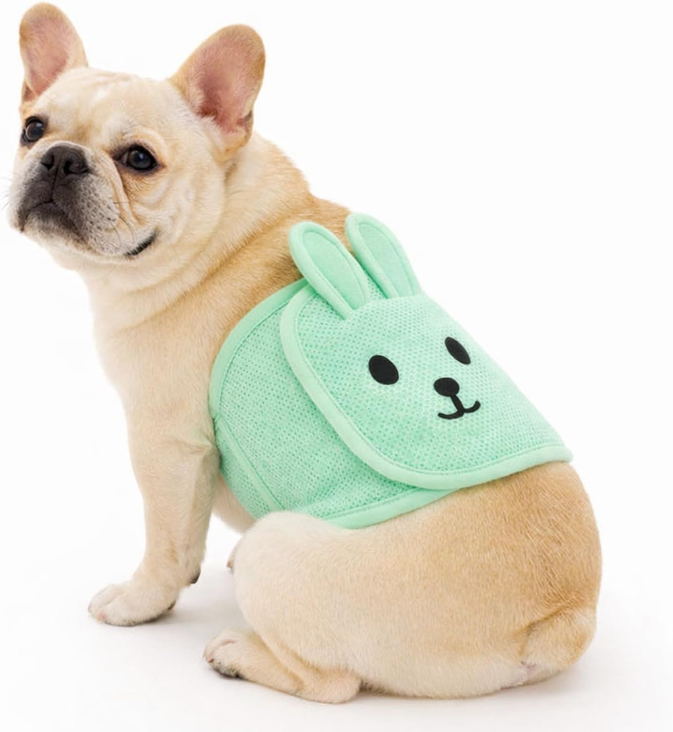 Cute Belly Bands for Male Dogs with 3D Ears, Washable Reusable Dog Diaper, Breathable Mesh Wrap for Training & Incontinence, Adjustable Comfort Fit（Green-XS）