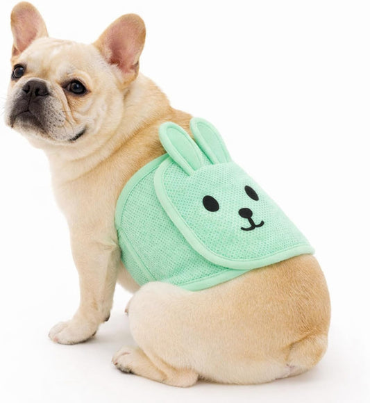 Cute Belly Bands for Male Dogs with 3D Ears, Washable Reusable Dog Diaper, Breathable Mesh Wrap for Training & Incontinence, Adjustable Comfort Fit（Green-XS）