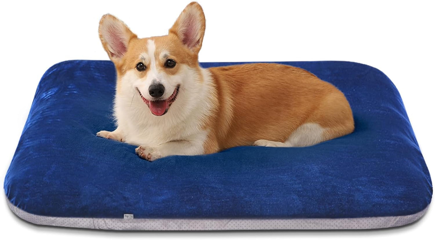 Magic Dog 매우 부드러운 중형견 침대, 81.3cm(32인치) 정형외과적 폼 반려동물 침대, 미끄럼 방지 바닥, 탈착식 및 세탁 가능한 커버가 있는 강아지 수면 매트리스, 블루 M, 81.3 x 61 x 7.6cm(32 x
