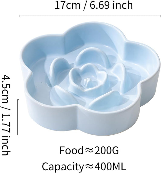 Slow Feeder Dog Bowls Ceramic, Slow Bowl, Slow Eating Healthy Design for Small Medium Size Dogs, Dog Dishes to Slow Down Eating,Anti Gulping (Light Blue, Small)