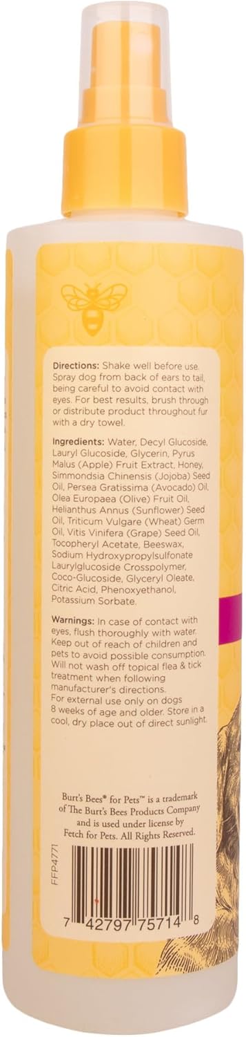 Burt's Bees for Pets Waterless Shampoo Spray for Dogs, Apple & Honey, No-Rinse Dry Dog Shampoo for All Dogs and Puppies, pH Balanced, No Sulfates, Parabens, Phthalates, 10 Fl Oz