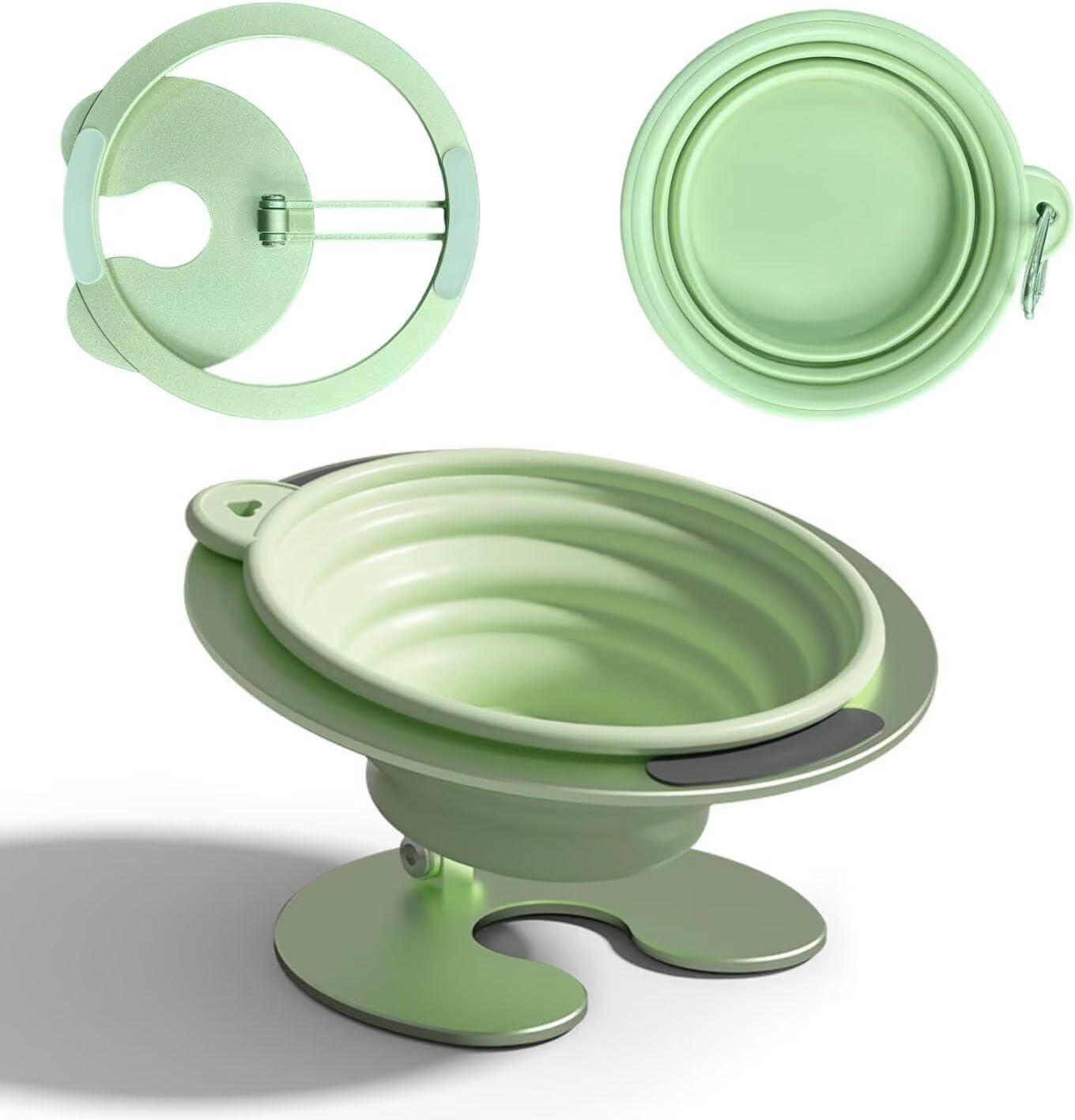 Collapsible Elevated Cat Dog Food Bowl, Portable Raised Pet Food Water Dish with Collapsible Stand, Adjustable Tilted Food Feeder for Pets, Whisker Friendly Cat Feeding Watering Dish for Travelling