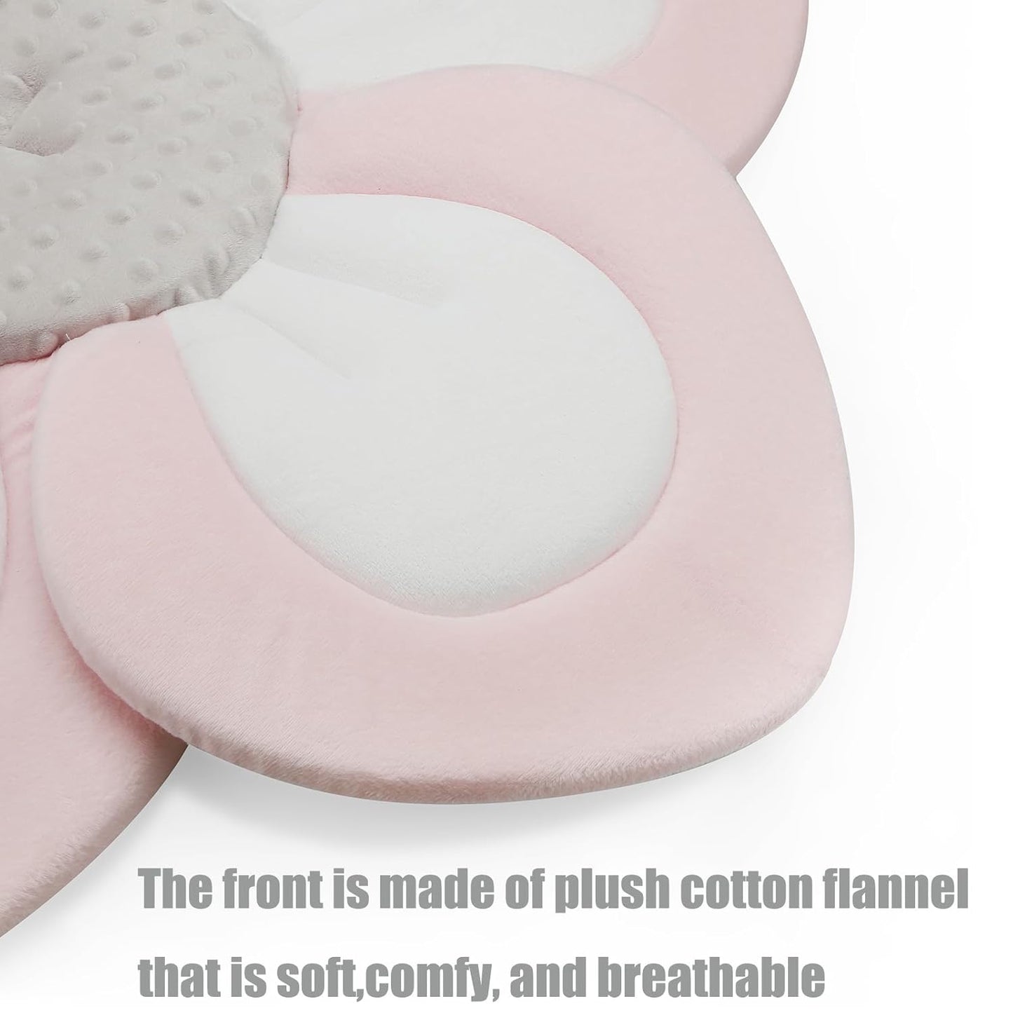 PandaEar Baby Bath Pad for Infant Newborn | Soft Flower 5 Petals for Sink Bathtub Essentials Shower Gift (Pink)