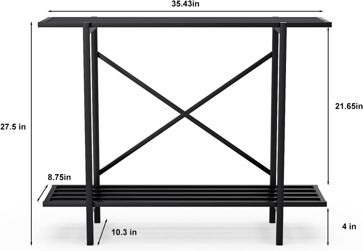 Zhongma 2 Tier Window Height Metal Sturdy Heavy Plant Stand, Narrow Plant Stand Indoor and Outdoor, L35.43 x W10.3 x H27.5 inch, 440 LBS Capacity & Heavy Duty Construction