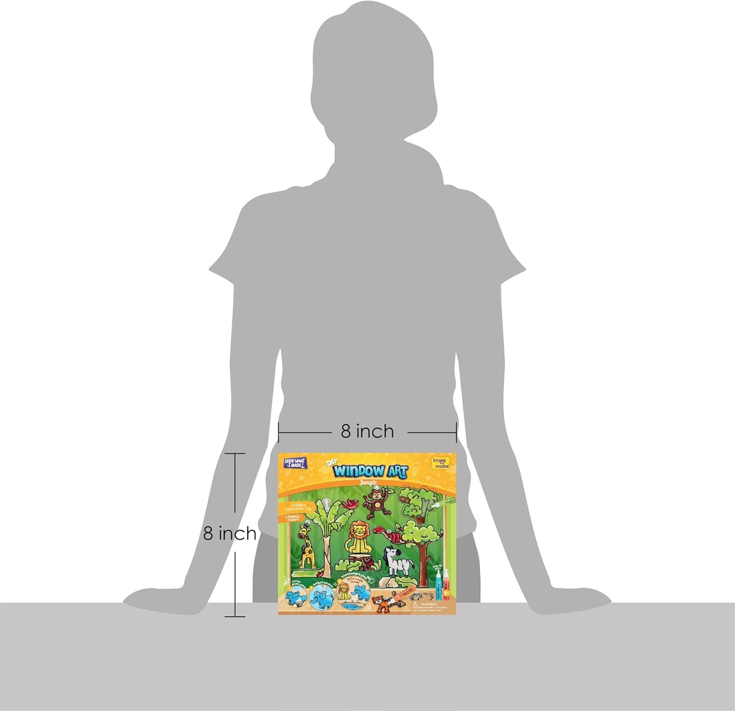 Imagimake Window Art Jungle | 16-Piece Glass Paint & Suncatcher Kit | Craft & Discover Animals | 5 Year Old Boy Gifts | Birthday Gifts for Boys & Girls Ages 5,6,7,8,9,10,11,12 | Easter Gifts for Kids