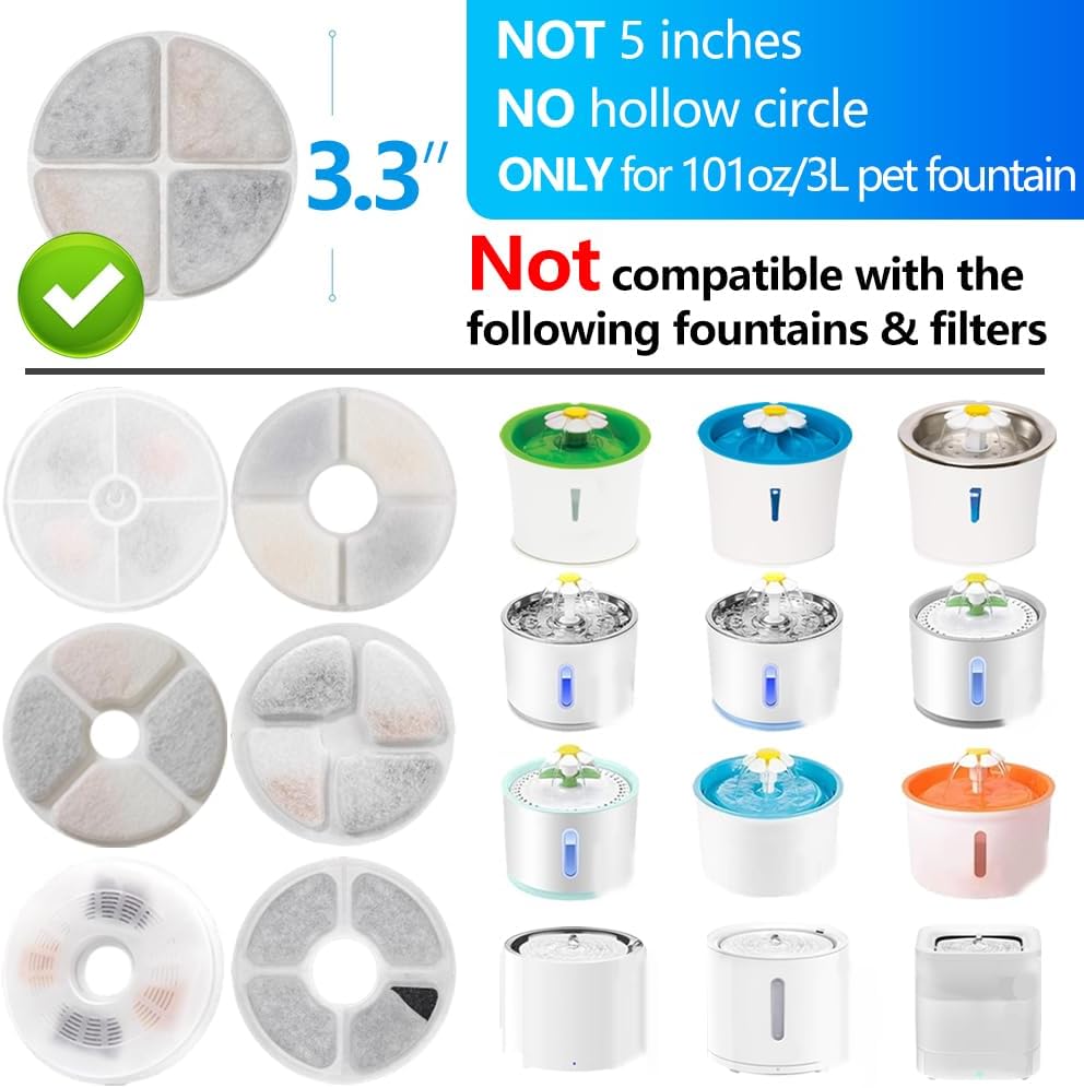 12 Pack Cat Water Fountain Filters Compatible with Pet Fountain Filters Replacement, Pet Filters for Water Fountain
