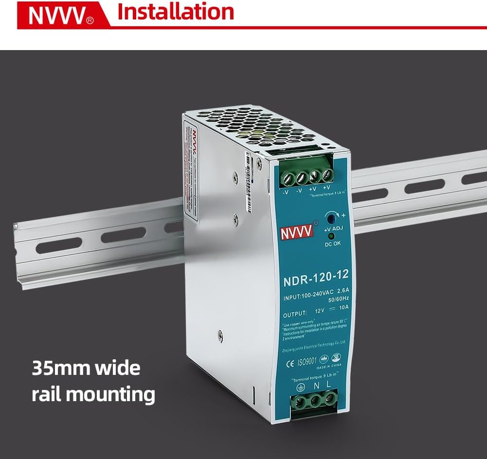 12Vdc 10Amp DIN-Rail Power Supply NDR 120W, Input:100-240VAC,Output:12VDC,Power Supply Switch Switching Converter DC