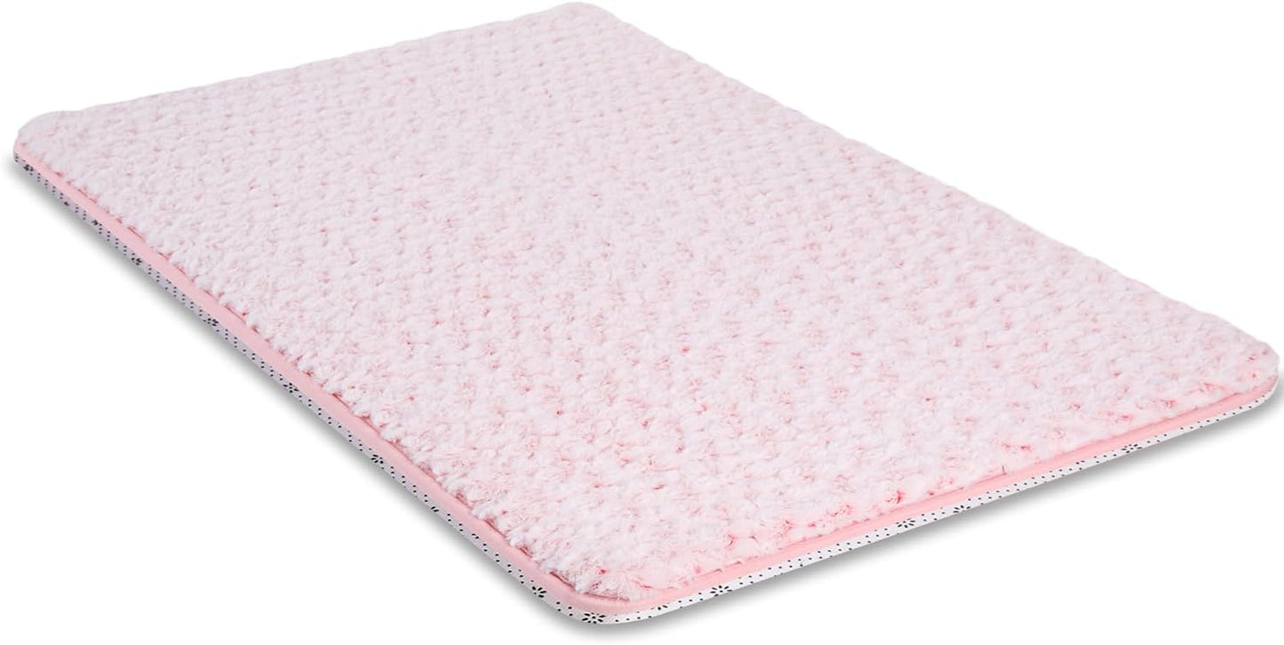 Small Dog Bed for Crate High Resilience Foam Crate Pad Mat for Medium Dogs Washable Anti-Slip,23" x 17", Pink