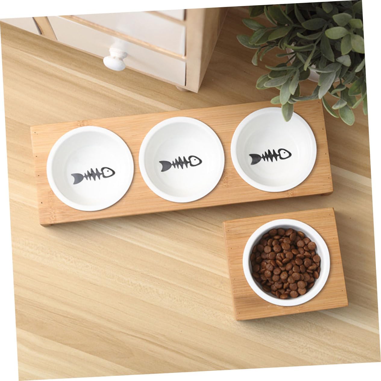 Milisten 1Set Ceramic Cat Bowl with Stand Convenient Elevated Pet Food and Water Bowls for Cats and Dogs Easy Feeding and Hydration
