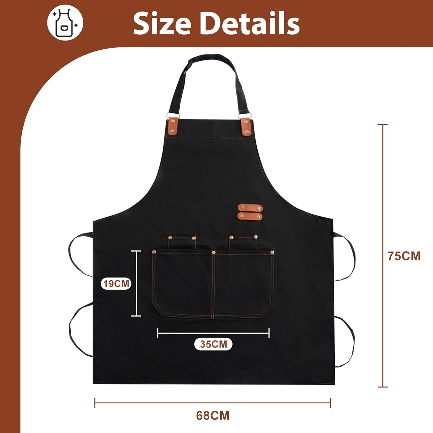 Apron for Men Women, Chef Apron with Adjustable Neck Strap, Heavy Duty Apron with Pockets, for Cooking, Gardening