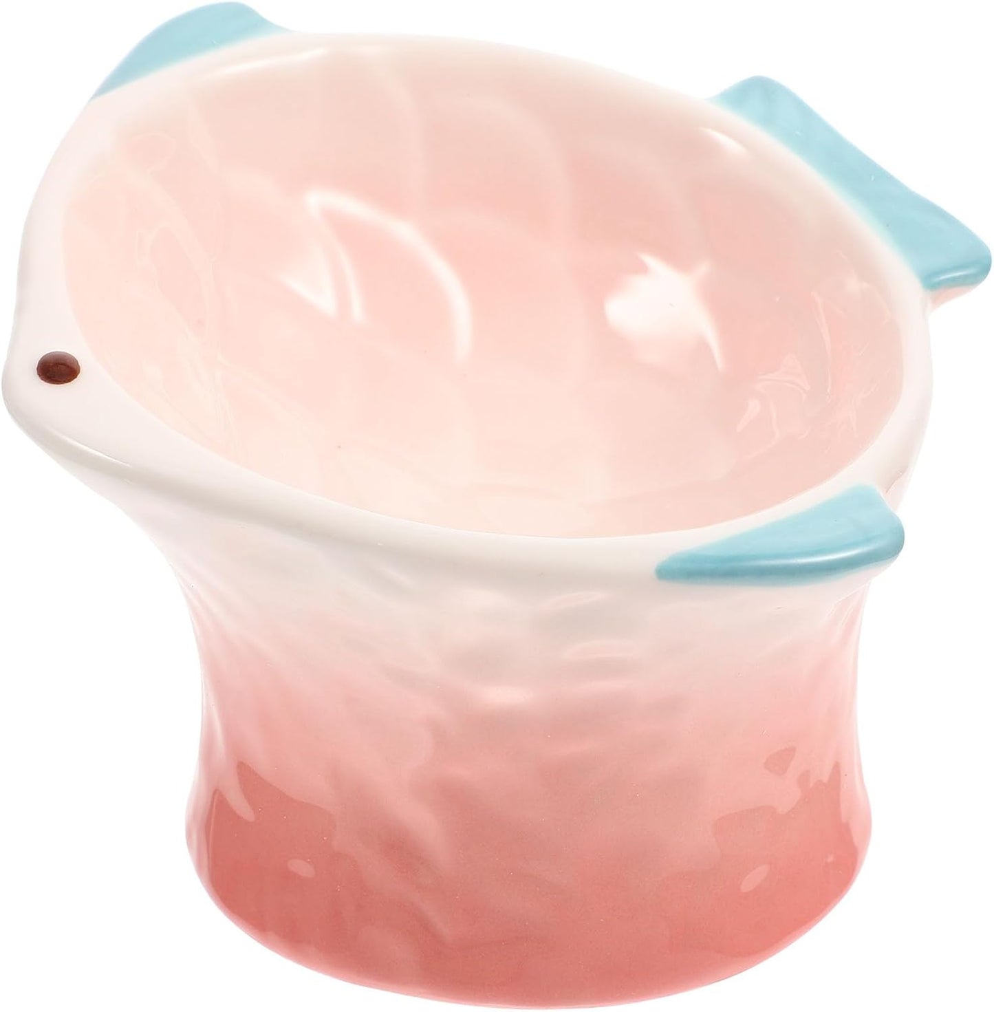 FAVOMOTO Protective Raised Cat Food Dish Tilted Pink Fish-Shaped Decorative Pet Feeder Household Food Bowl for Cat Feeding