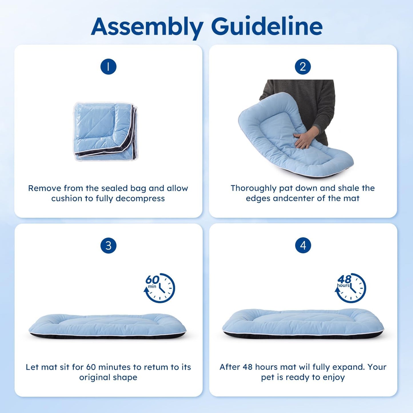 ZOMISA Cooling Dog Bed Q-MAX >0.5, Thick Cooling Crate Mat for Extra Large Dogs, Cold Kennel Pad XXL with Chill Breathable Washable Fabric for Summer, 47x29x2'', Blue
