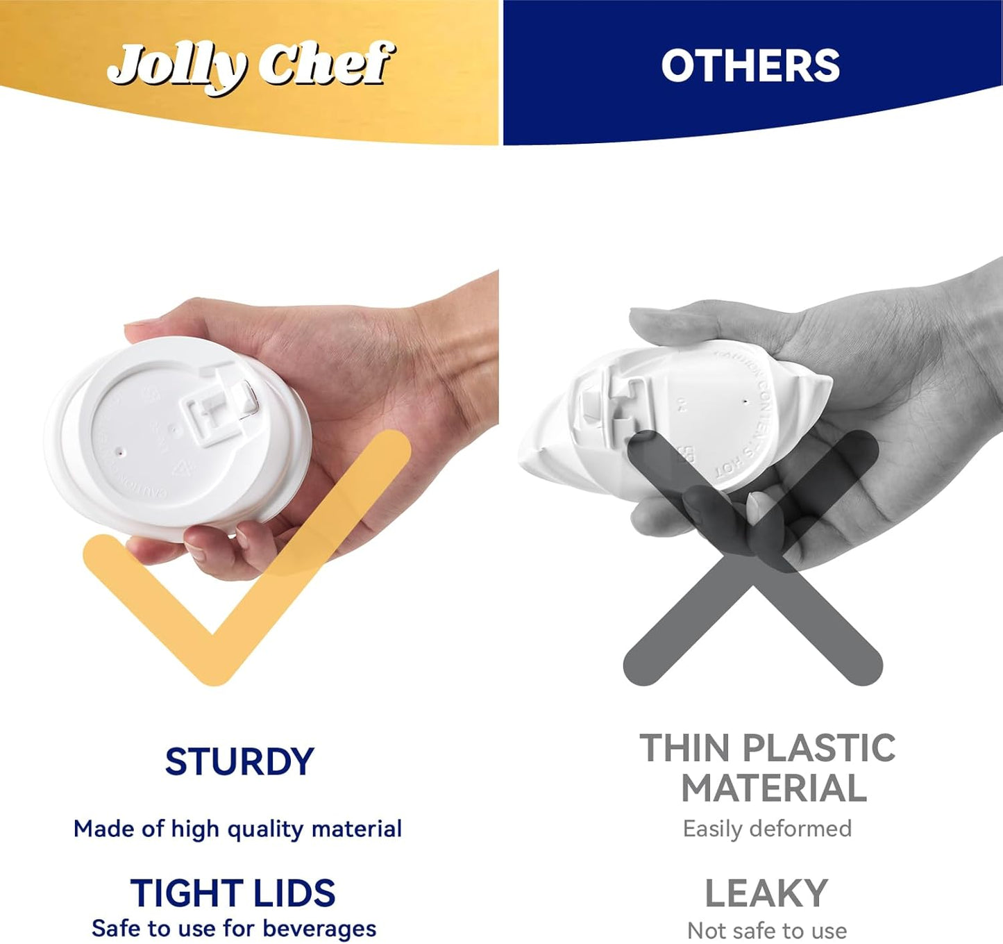 JOLLY CHEF 16 oz Coffee Cups with Lids 100 Pack, Disposable Hot Paper Coffee Cups with Lids, Sleeves and Stirrers for Christmas, Thanksgiving, Party