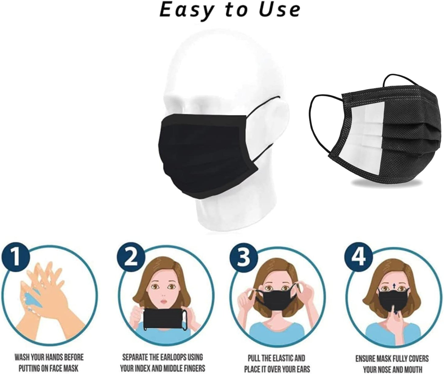 Disposable Face Mask,50 Pack Face Mask 3 Ply Filter Protection, Disposable Face Mask, 50 Disposable Protective Mask