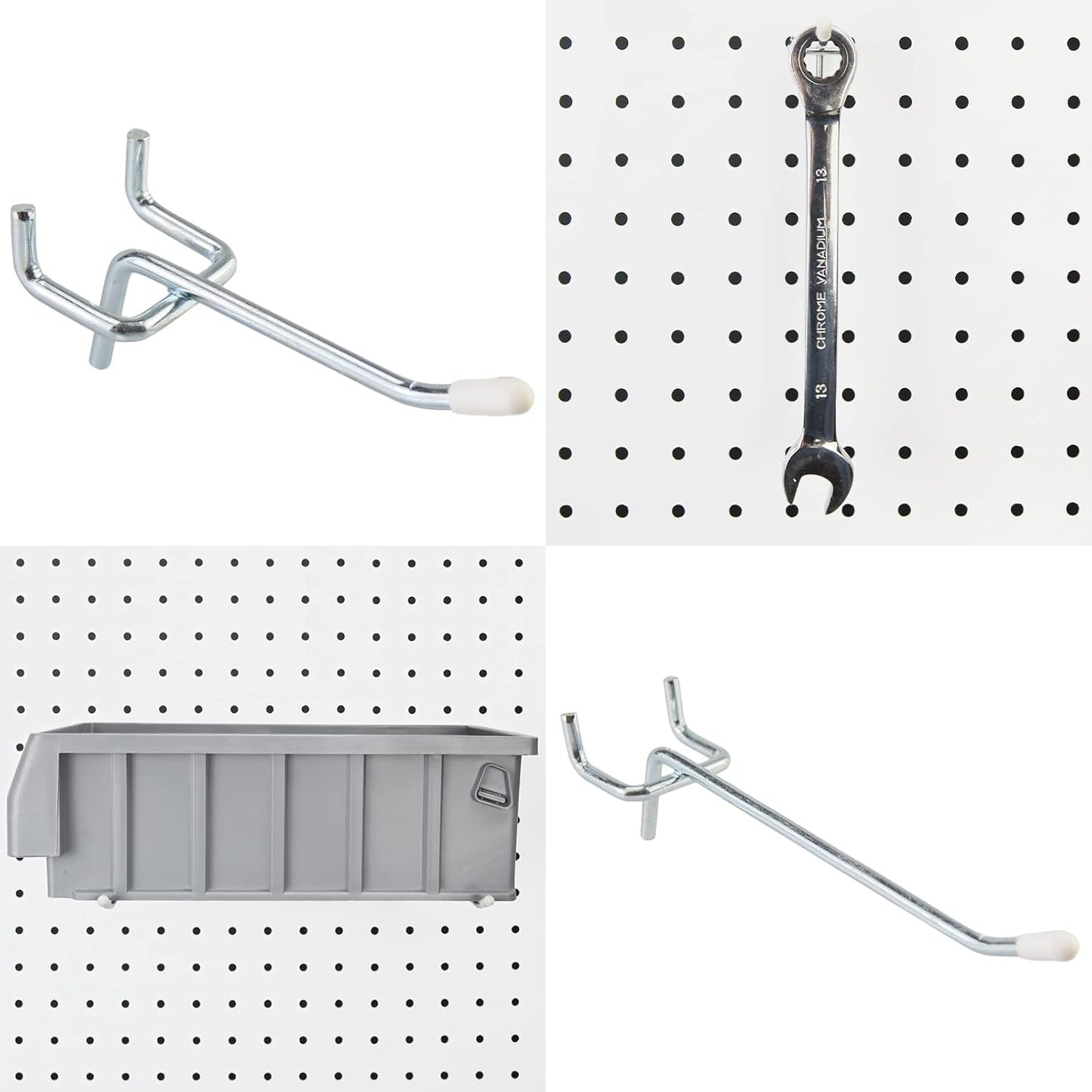 G.CORE Peg Board Organizer 21 Pack, Pegboard Accessories with Baskets Cups Hooks - 1/8" & 1/4" Peg Board Wall Tool Organizers, Utility Holders & Hangers for Garage Craft Workbench (White & White)