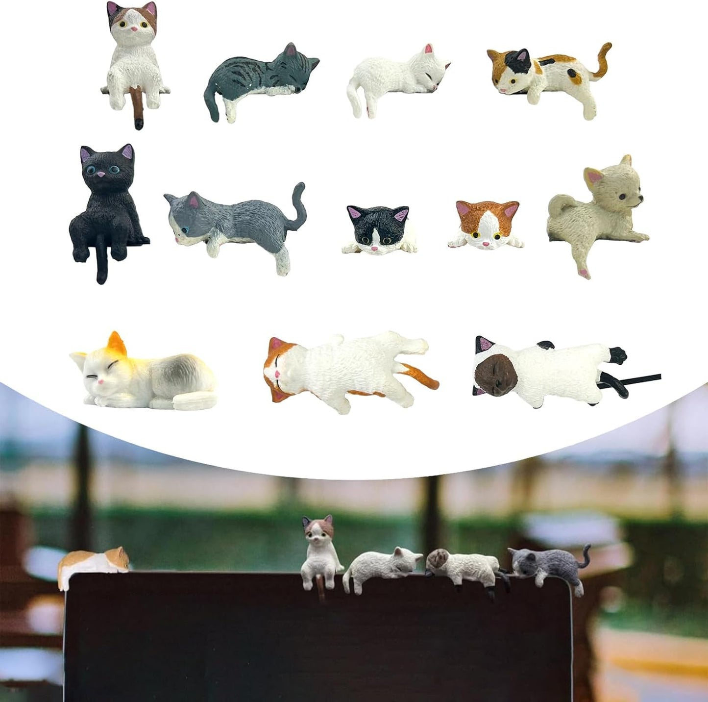 Cat Car Interior Accessories Dashboard Decorations, Set of 12 Cute Car Dash Decor Rearview Mirror Ornament for Women Girl Cute Anime Decor for Home Garden Office