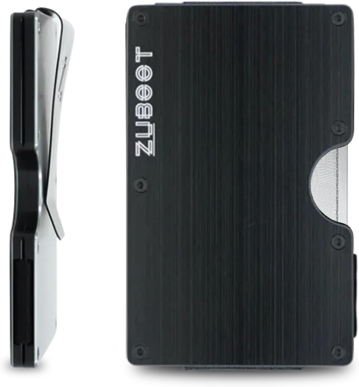 Aluminum RFID Wallet for Men – Slim Black Metal Front Pocket Card Holder with Built-In Cash Clip – Durable, Lightweight Minimalist Wallet for Everyday Carry (Black, Holds 16 Cards)