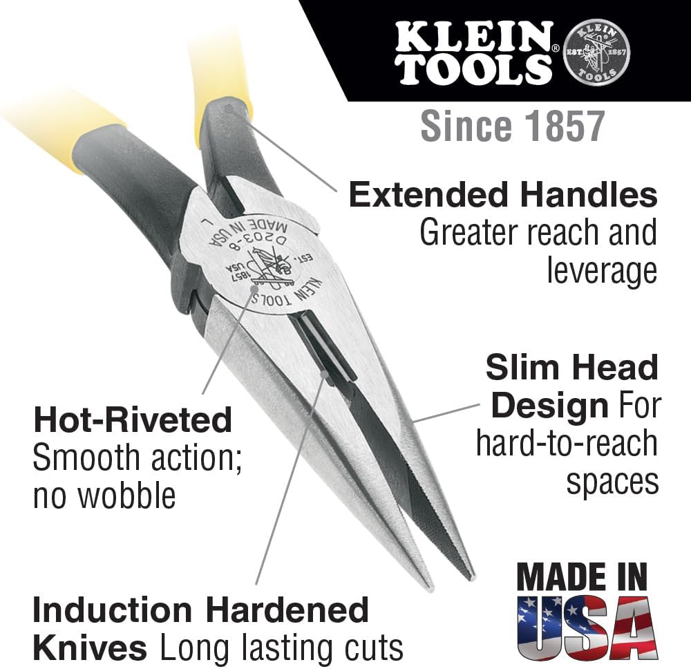 Klein Tools 80020 Plier Set, Made in USA, Lineman's Pliers, Diagonal Cutters, and Needle Nose, Induction Hardened Knives, 3-Piece