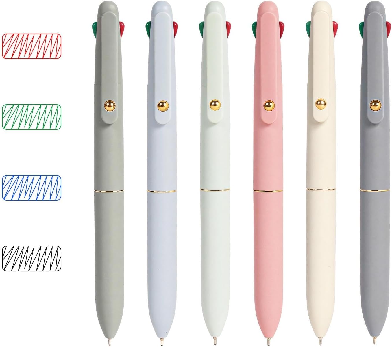 Ddaowanx Multicolor Pens, 4-in-1 Colored Ballpoint Pen 0.5mm Fine Point Smooth Writing,Nurse Accessories for Work,Gifts for Teen Girls,6-Count