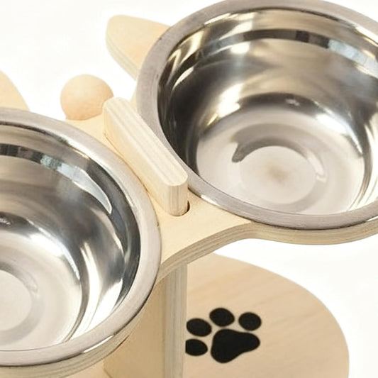 Elevated Dog Bowls Tilted Wooden Stand Cat Bowl Dog Feeding Station for Kitten Puppy Small Medium Breed Home Balcony Living Room Apartment Indoor Outdoor Durable Anti-Slip Feeding Accessory