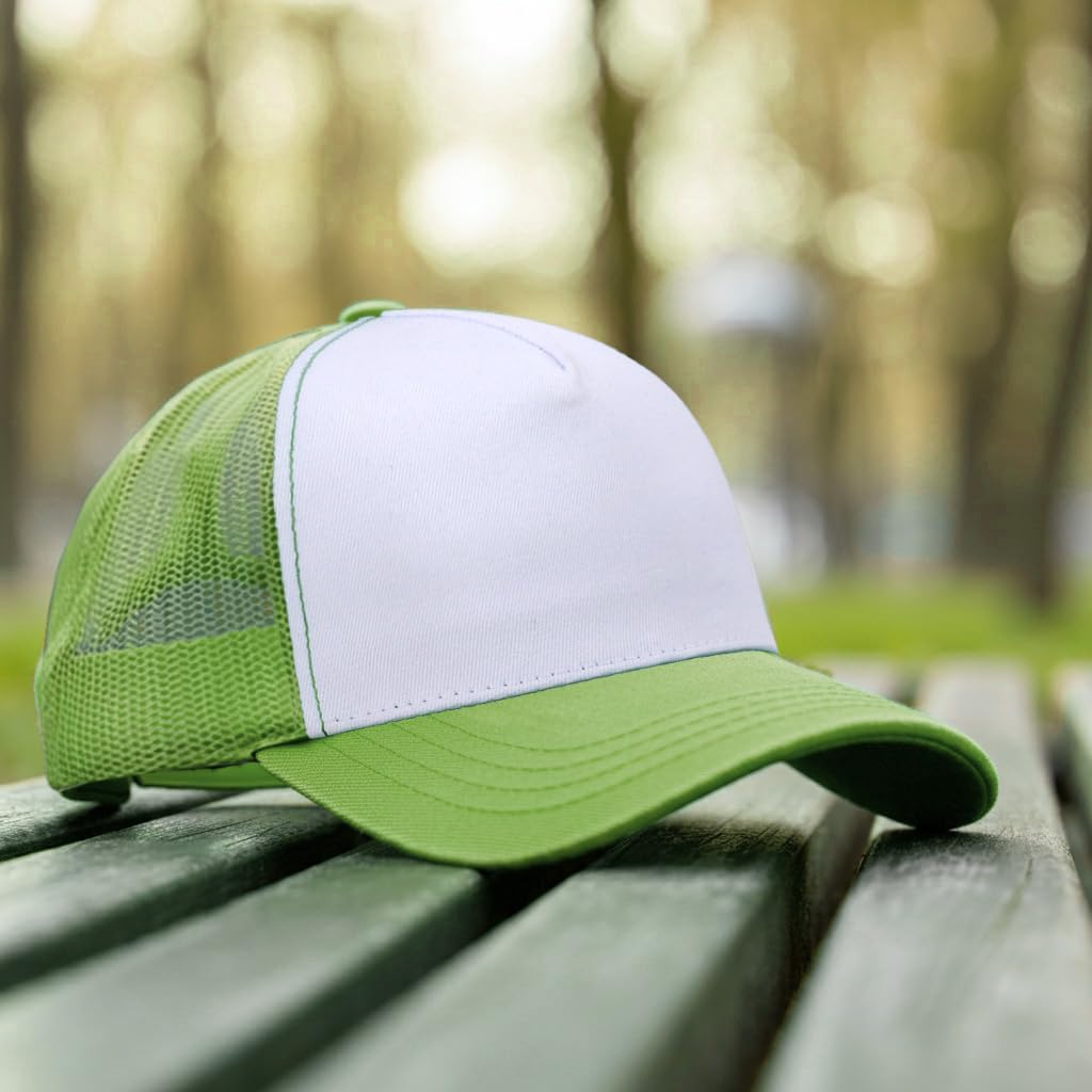 Falari 5-Panel Mesh Baseball Cap, Trucker Hat, Structured Plain Design, Cotton, Adjustable Size