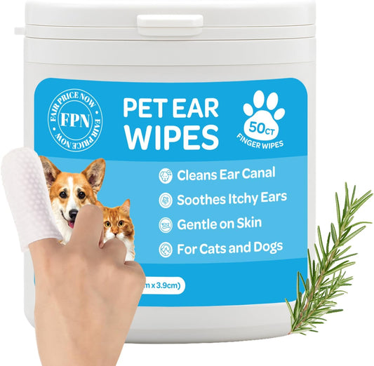 Kashmir FPN Dog Ear Wipes 50 Ct – Gentle Cleaning Wipes for Dogs, with Rosemary Extract Soft, Disposable, Non-Irritating Formula for Routine Ear Hygiene