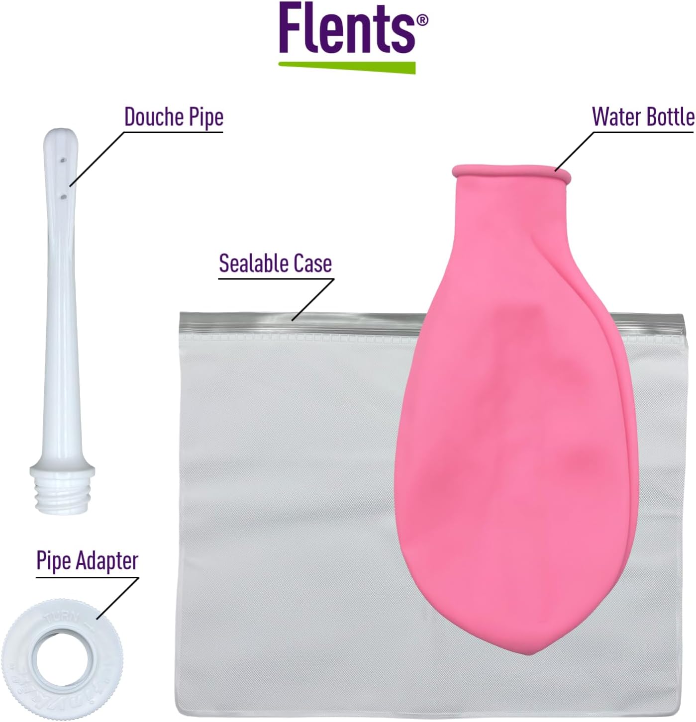 Flents Reusable Douche Kit, Compact & Portable Feminine Hygiene System, 16 fl oz Cleansing Bottle, BPA-Free, Rubber, Easy-to-Use, Travel-Friendly, Personal Care and Wellness Solution for Women