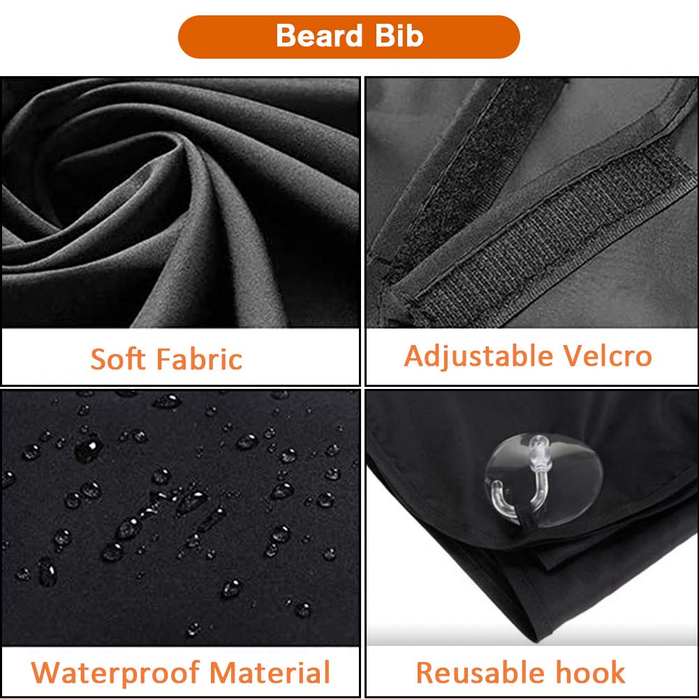 Beard Bib Apron for Men, Father's Day Gift Beard Trimming Catcher Bib for Shaving & Hair Clippings, Waterproof Non-Stick Hair Catcher Grooming Cloth with 2 Suction Cups