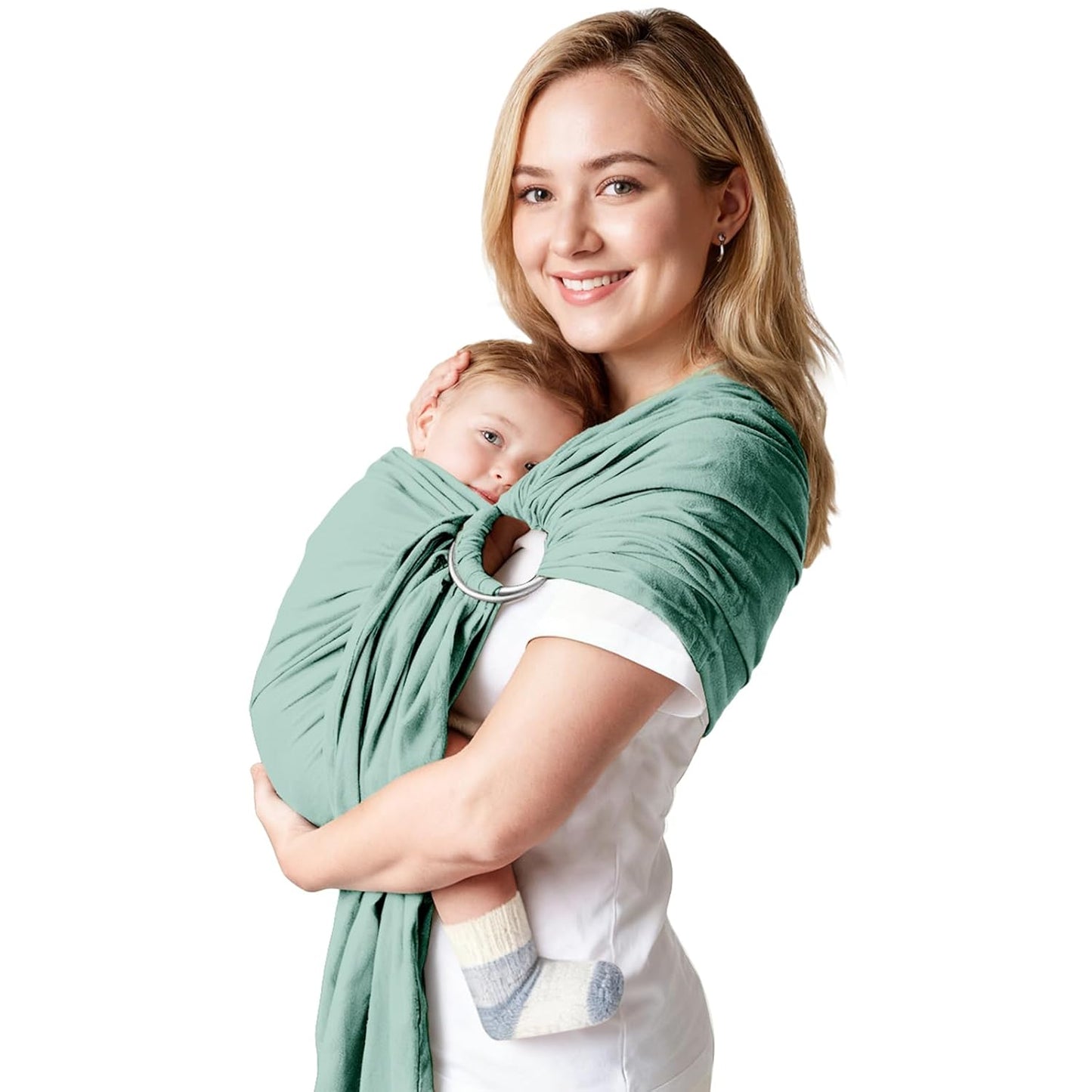Baby Ring Sling Baby Carrier Newborn to Toddler Carrier (7-35 lbs), Baby Sling Carrier, Toddler Sling Carriers, Infant Wraps Carriers, Green