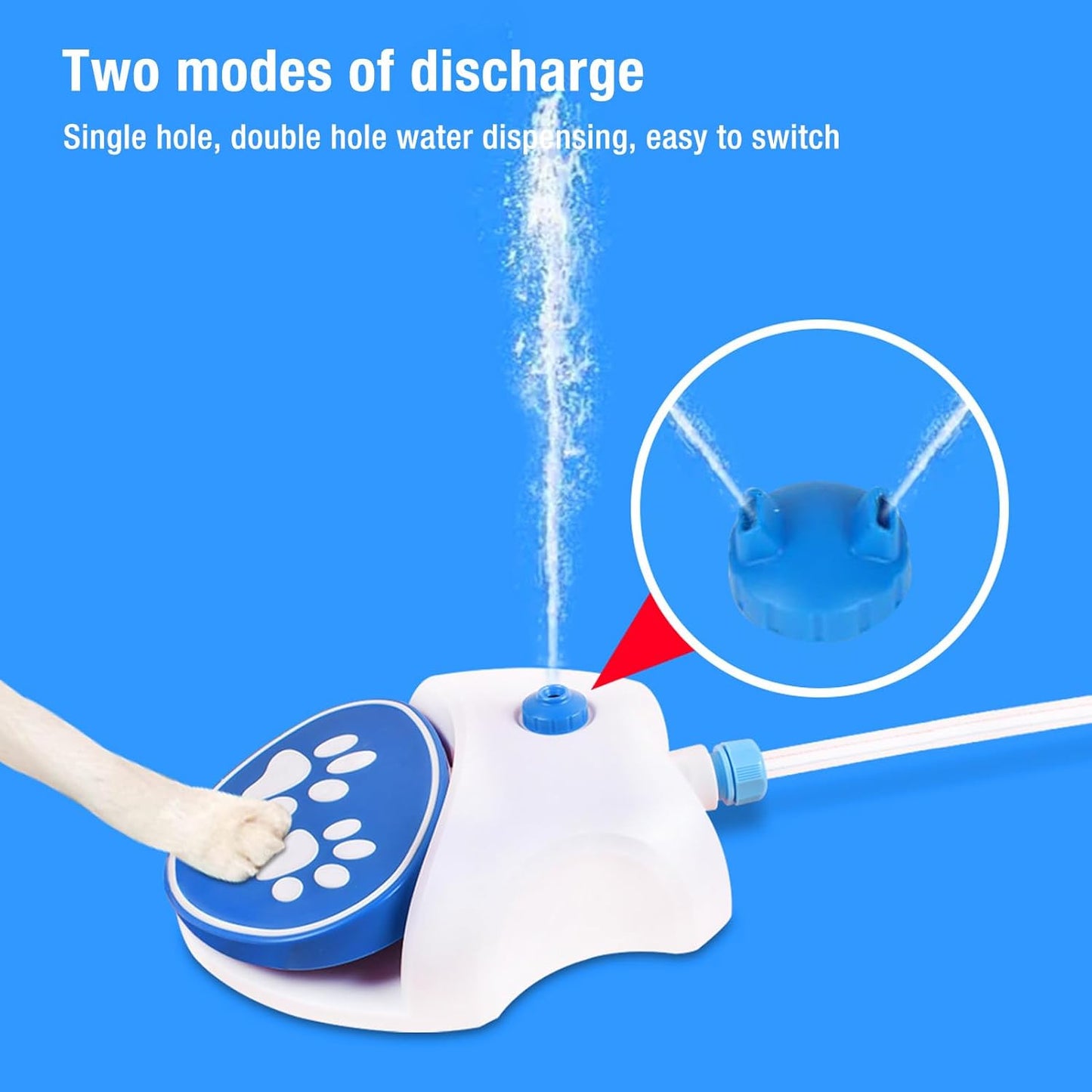 Dog Foot Fountain Foot Pedal Dog Water Fountain Outdoor Dog Water Dispenser with Hose for Drinking and Playing with Water
