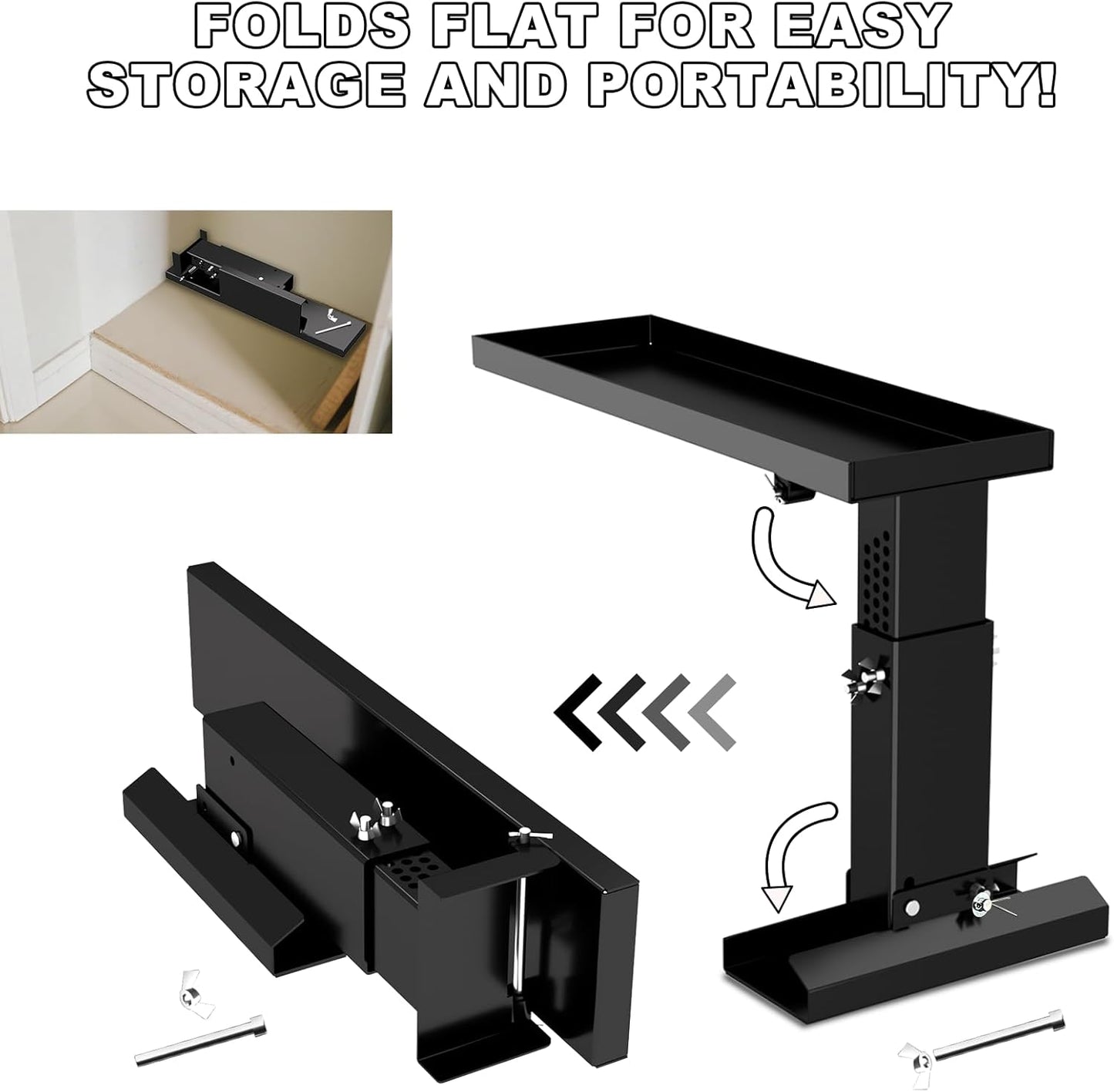 Foldable Ladder Extender for Stairs-Heavy-Duty Ladders Leveler-Adjustable 11.8-19.1" Height/Platform 23.7x7.5"/Non-Slip Mat-Ladder Extension Aide Stabilizer for Extension/Straight/Telescopic Ladders