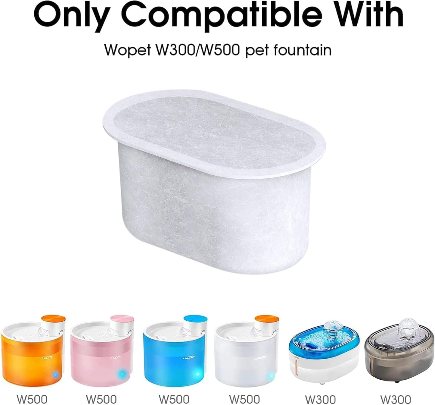 SAMANIJA10-Pack Cat Water Filters Replacement, Compatiable with WOPET W300&W300B&W500 67oz/2L and 3.5L Pet Water Fountain