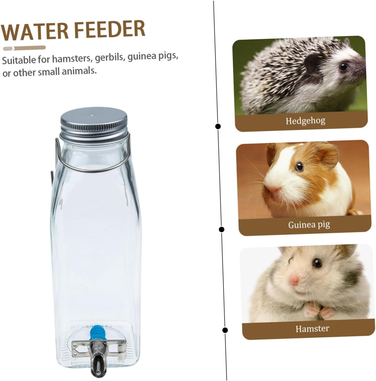 Milisten Small Pet Bunny Water Bottle Vertical Rabbit Waterer Leakproof Cage Dispenser for Hamsters Guinea Pigs Hedgehogs Ferrets Mice with Transparent Design Easy to Install and Use
