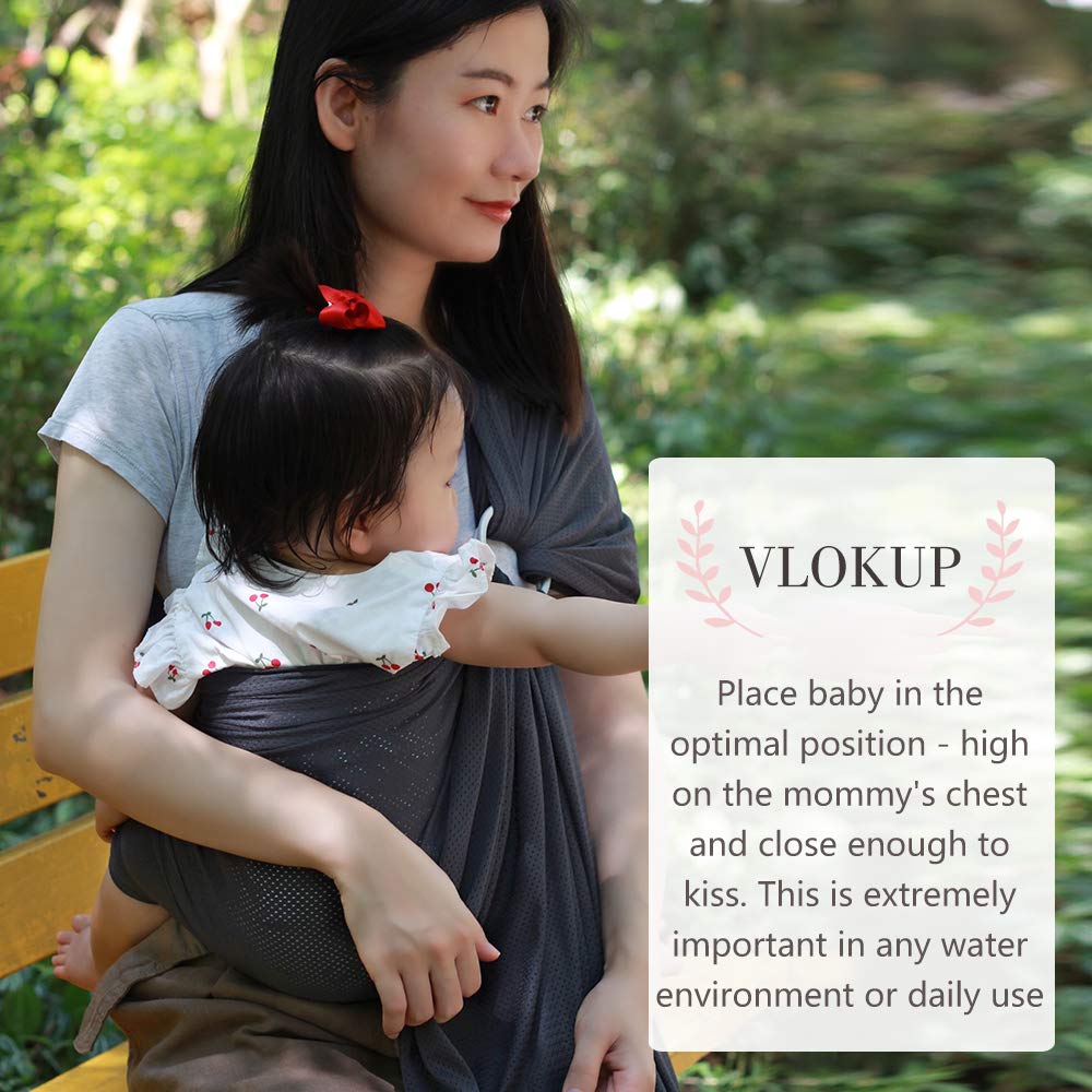 Baby Water Ring Sling Carrier | Lightweight Breathable Mesh Baby Wrap for Infant, Newborn, Kids and Toddlers | Perfect for Summer, Swimming, Pool, Beach | Great for Dad too Grey