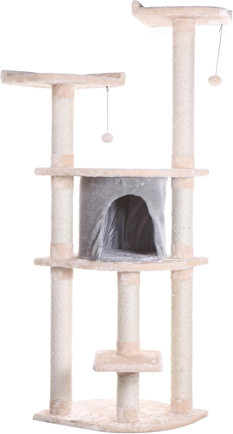 Armarkat Real Wood Cat Tree Model A6401, Blanched Almond,34"(L)X24"(W)X64"(H)