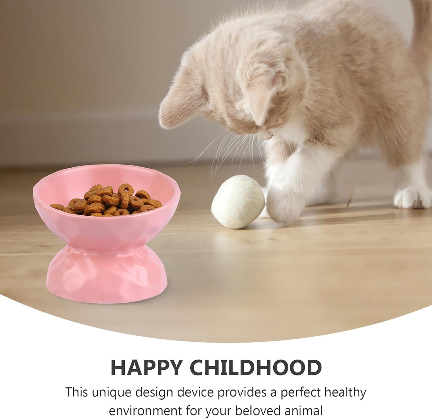 Milisten Elevated Ceramic Cat Feeding Bowl Small Pink Pet Food and Water Feeder Neck Protection Raised Dish for Indoor Cats