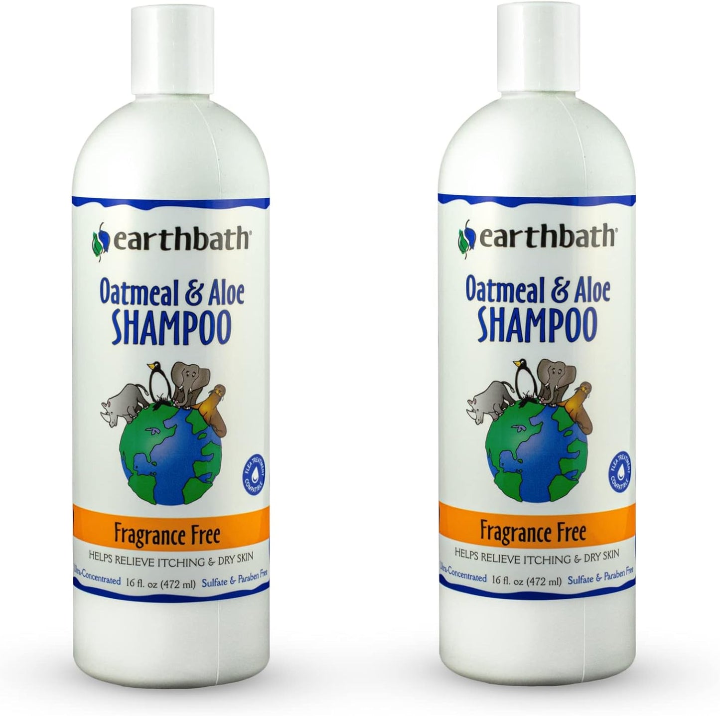 earthbath, Oatmeal & Aloe Dog Shampoo - Oatmeal Shampoo for Dogs, Itchy, Dry Skin Relief, Dog Wash, Made in USA, Cruelty Free, Fragrance Free Pet Shampoos, Natural Dog Shampoo - 16 Oz (2 Pack)