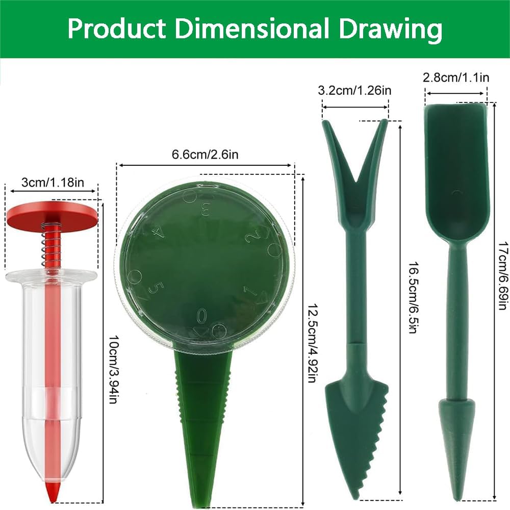 6 PCS Mini Seed Spreader Set, 2025 New Mini Sowing Seed Dispenser, Small Garden Seed Planter Tool, Hand held Manual Seed Spreader with Seedlings Dibber and Widger Set for Tiny Seeds