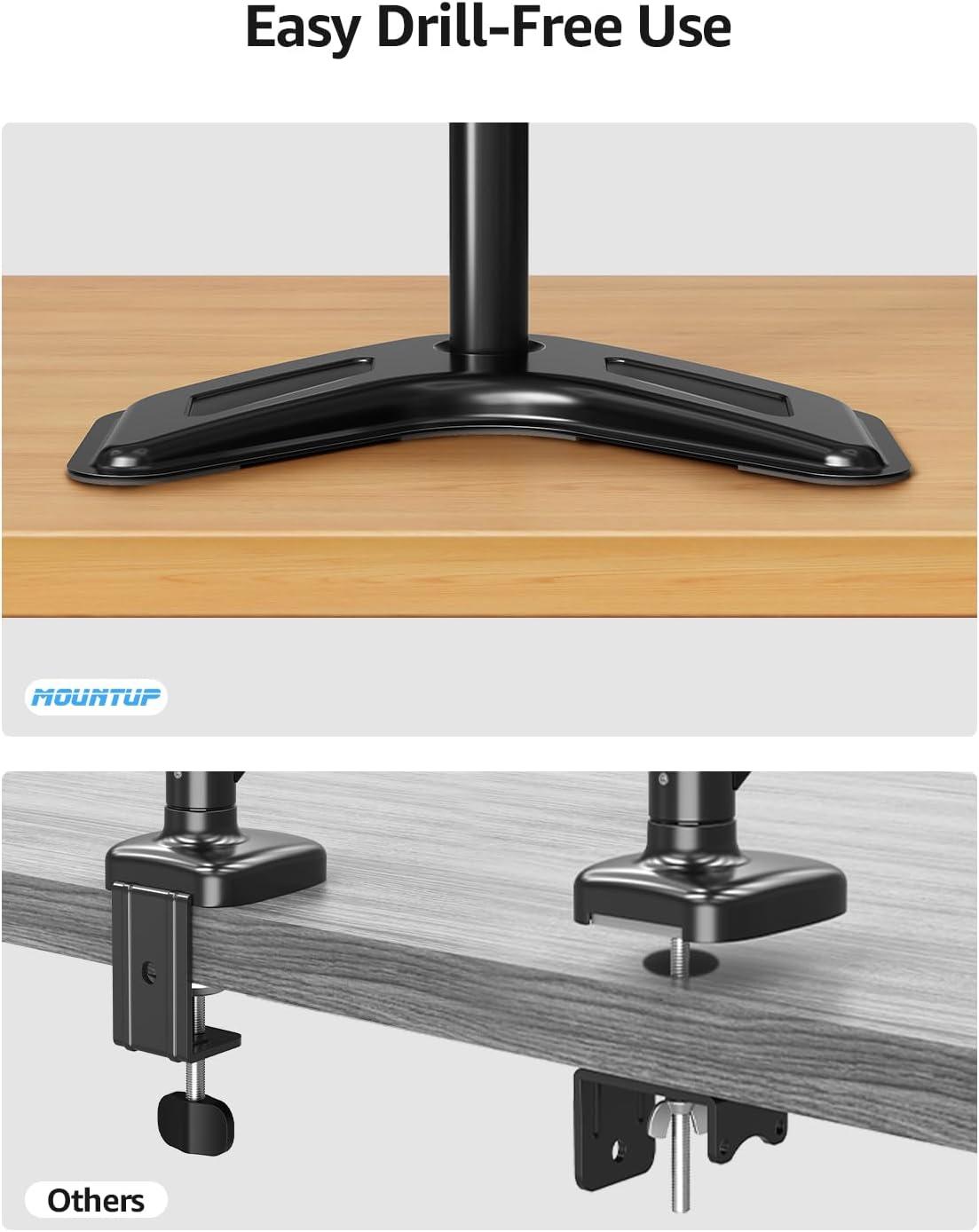 MOUNTUP Single Monitor Stands, Freestanding VESA Monitor Desk Mount fits 13'' to 32'' Computer Screen with Height Adjustable, Swivel, Tilt, Rotation, Holds up to 17.6 lbs, VESA 75x75/100x100 MU0023