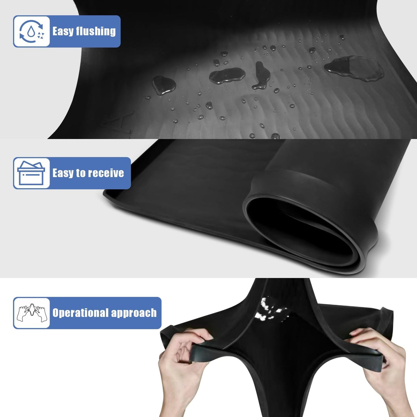URMONA 19" x 19" Silicone Pet Feeding Mat, Dog Cat Food and Water Mat, Waterproof Raised Edge Cat Litter Box Tray, Rubber Pets Accessories, Puppy Kitty Essentials（Black）