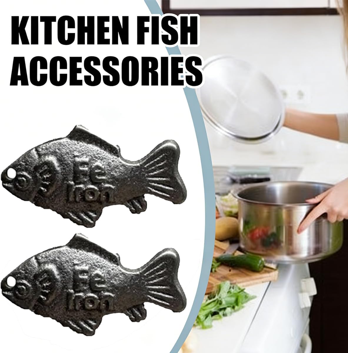 Lucky Iron Fish Cook's Tool & Gadget Sets (Silver, 2 Pack) Cast Iron Fish for Cooking, Natural Iron Booster for Food & Water, Safe Effective Aid for Vegans, Athletes, Pregnant Women & Kids