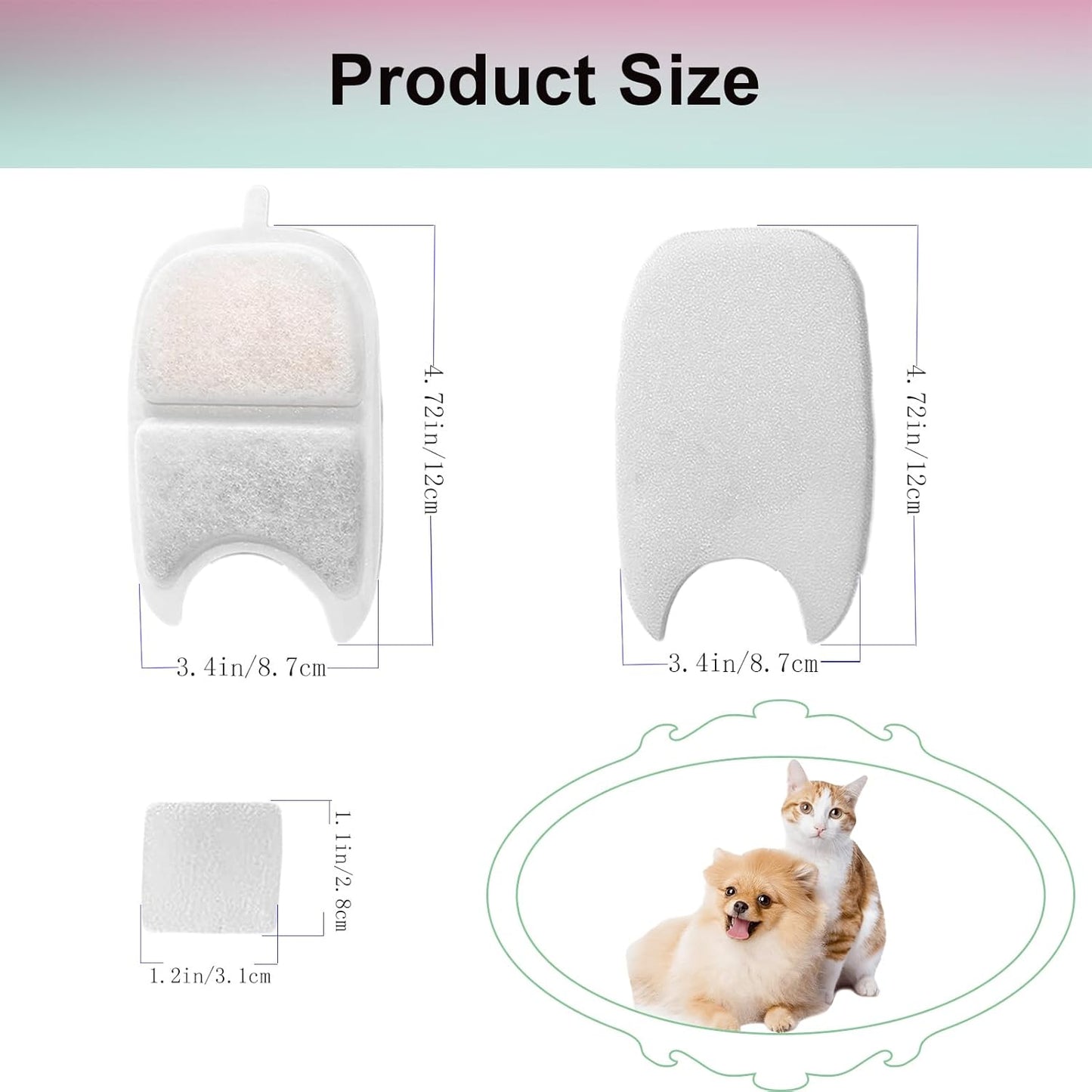 Cat Water Fountain Filter,Cat Fountain Filters Replacement for 135 fl oz/4L Wireless Battery Operated Pet Water Fountain,6 Set Pet Fountain Filter Replacement