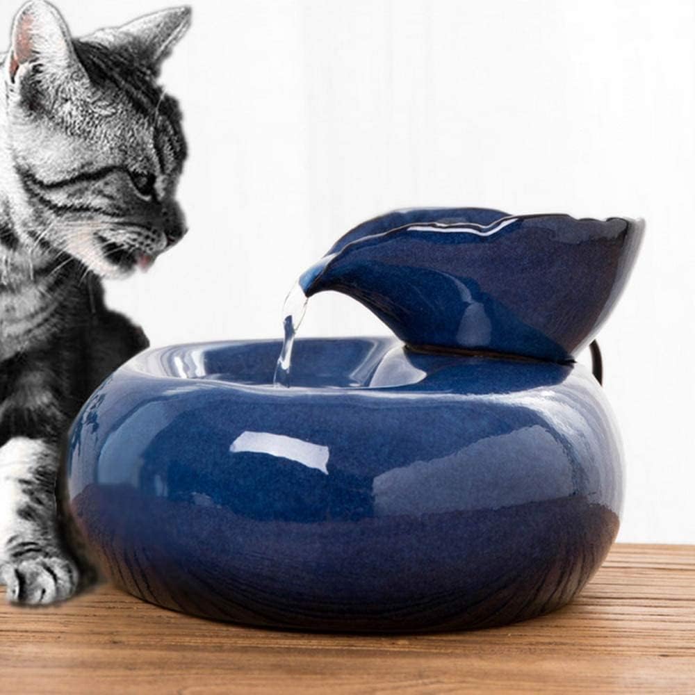 Fountain Pet Drinking Fountain Cat Water Fountain,Super Mute Ceramics Pet Water Dispenser for Cat and Small Dogs Pet Water Dispenser (Color : Pink) (Blue)